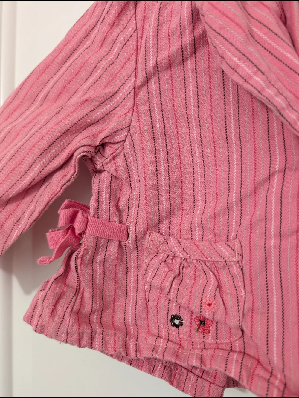 OshKosh B'gosh Baby Girls Pink Striped Floral Blazer Jacket 12M Y2K